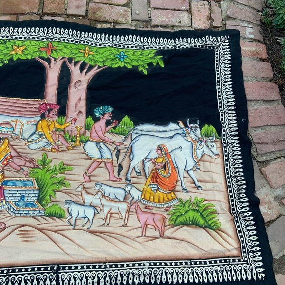 Indian tapestry painted and embellished with sequins - Picture 3 of 10